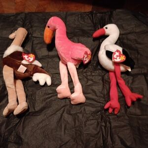NWT TY BEANIE BABIES PINKY, STILTS & A STRETCH